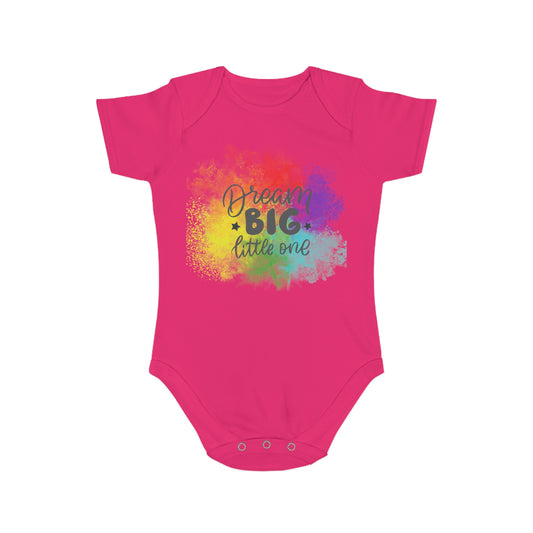 Dream Big Rainbow tee , Comfort ware, Short Sleeve Baby Bodysuit