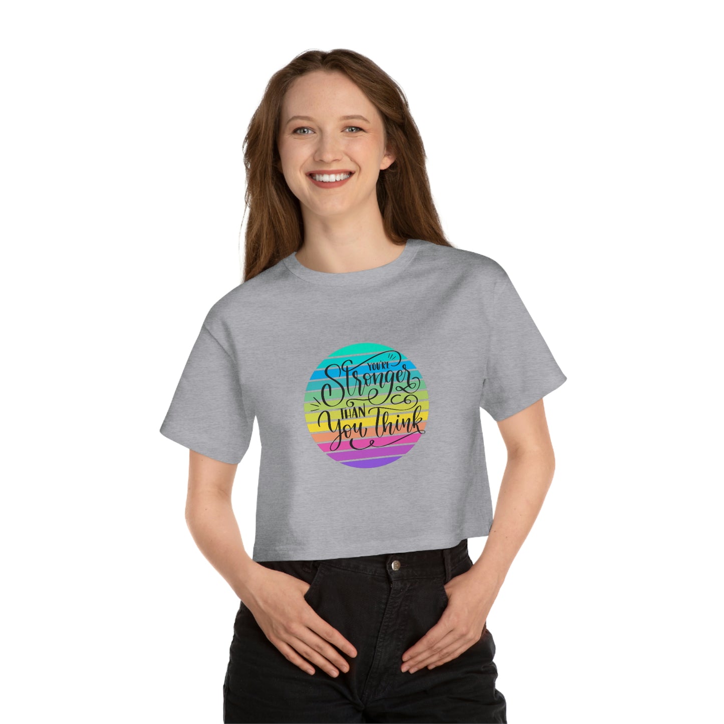 Champion Women's Heritage Cropped T-Shirt, POSITIVE THINKING, POSITIVE VIBES, MINDFULLNESS, GIFT FOR HER, STRONG LADY